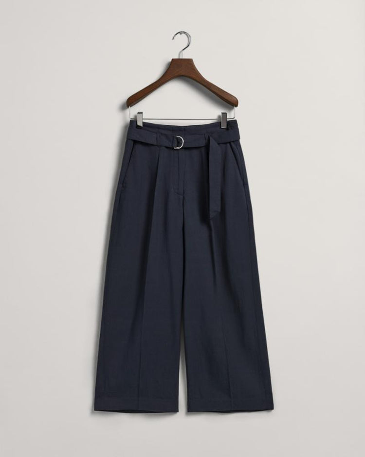 Gant Apparel Womens WIDE CROPPED BELTED PANTS 433/EVENING BLUE