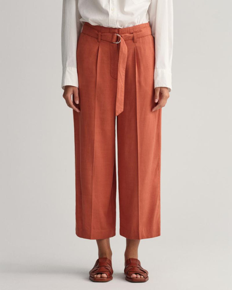 Gant Apparel Womens WIDE CROPPED BELTED PANTS 861/LIGHT COPPER