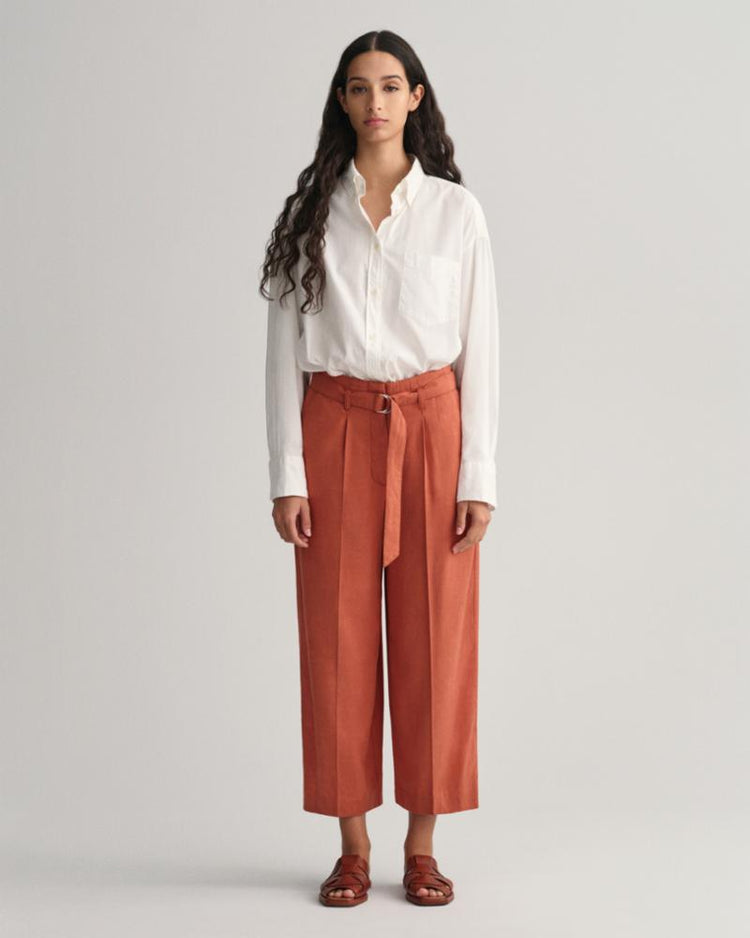 Gant Apparel Womens WIDE CROPPED BELTED PANTS 861/LIGHT COPPER