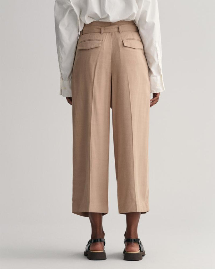 Gant Apparel Womens WIDE CROPPED BELTED PANTS 209/HORN BEIGE