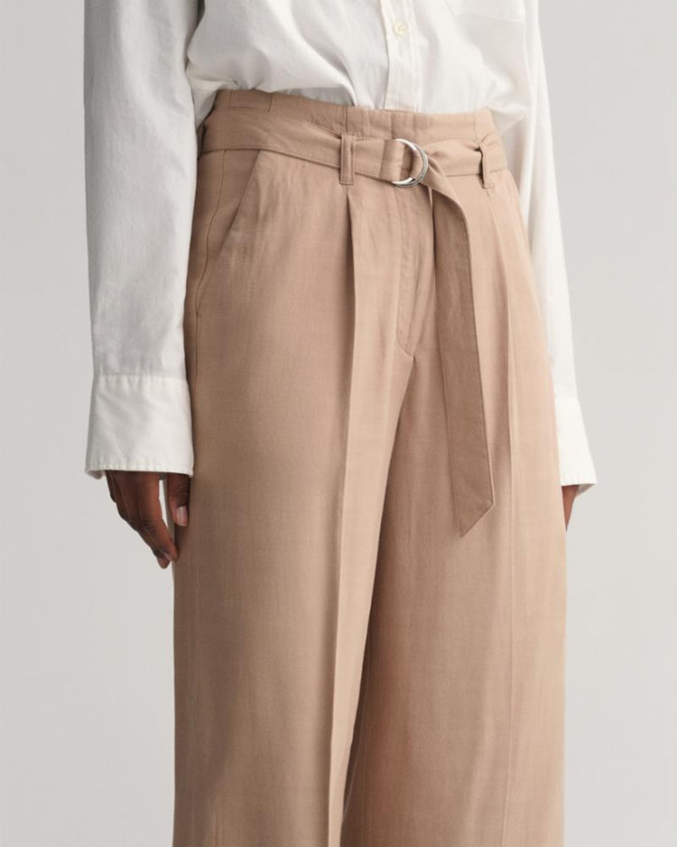 Gant Apparel Womens WIDE CROPPED BELTED PANTS 209/HORN BEIGE