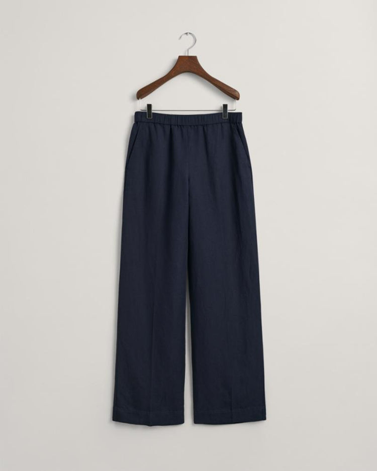 Gant Apparel Womens REL LINEN BLEND PULL ON PANTS 433/EVENING BLUE