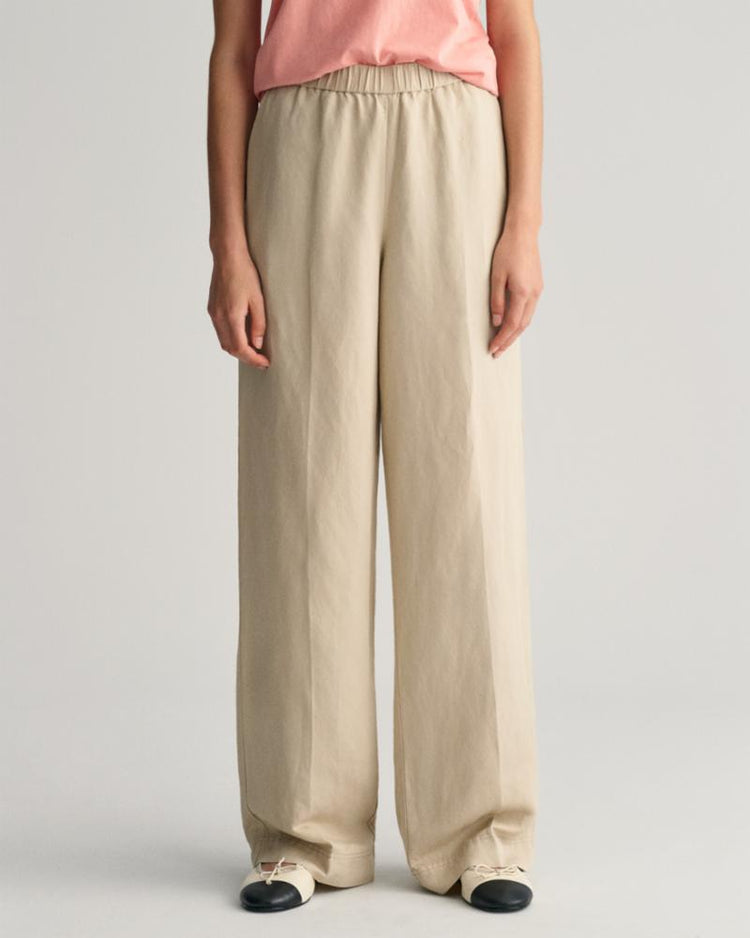Gant Apparel Womens REL LINEN BLEND PULL ON PANTS 277/DRY SAND