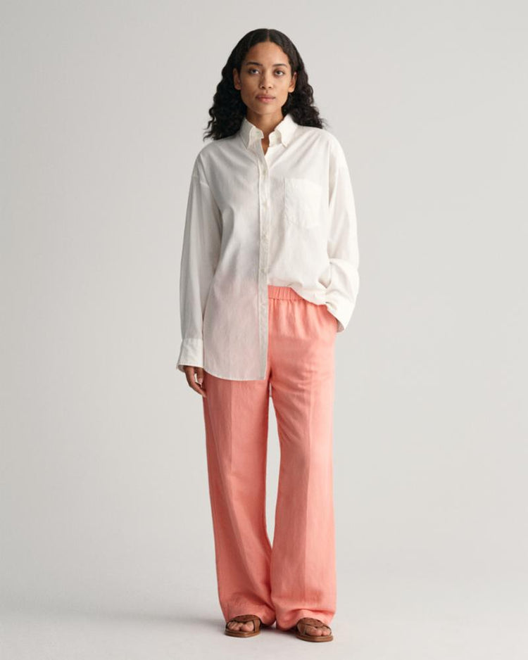 Gant Apparel Womens REL LINEN BLEND PULL ON PANTS 624/PEACHY PINK