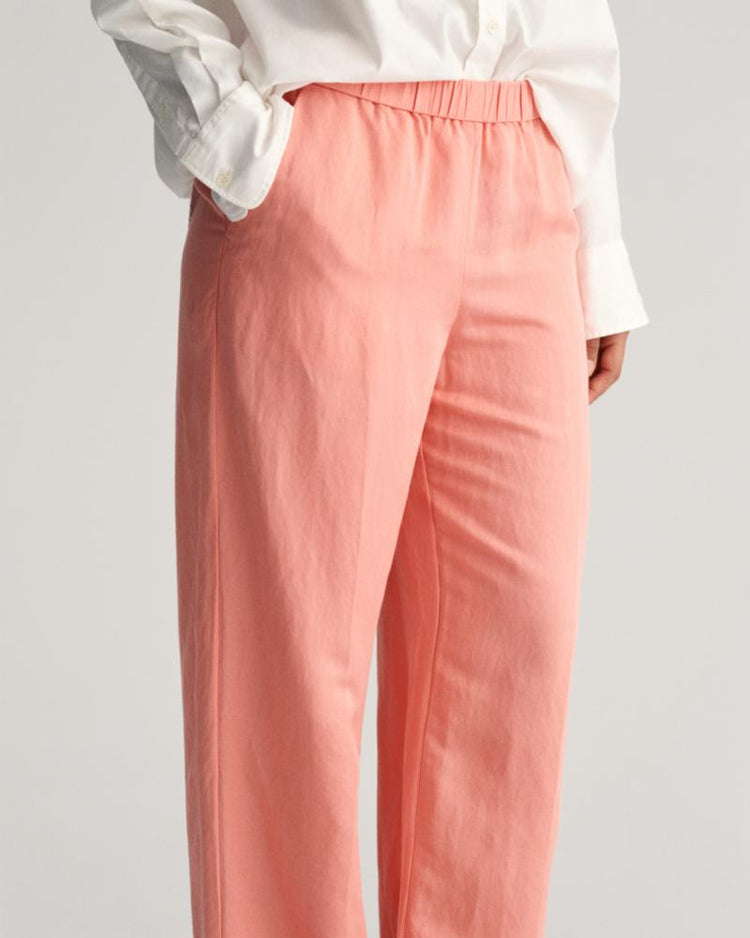 Gant Apparel Womens REL LINEN BLEND PULL ON PANTS 624/PEACHY PINK