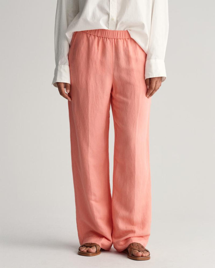 Gant Apparel Womens REL LINEN BLEND PULL ON PANTS 624/PEACHY PINK