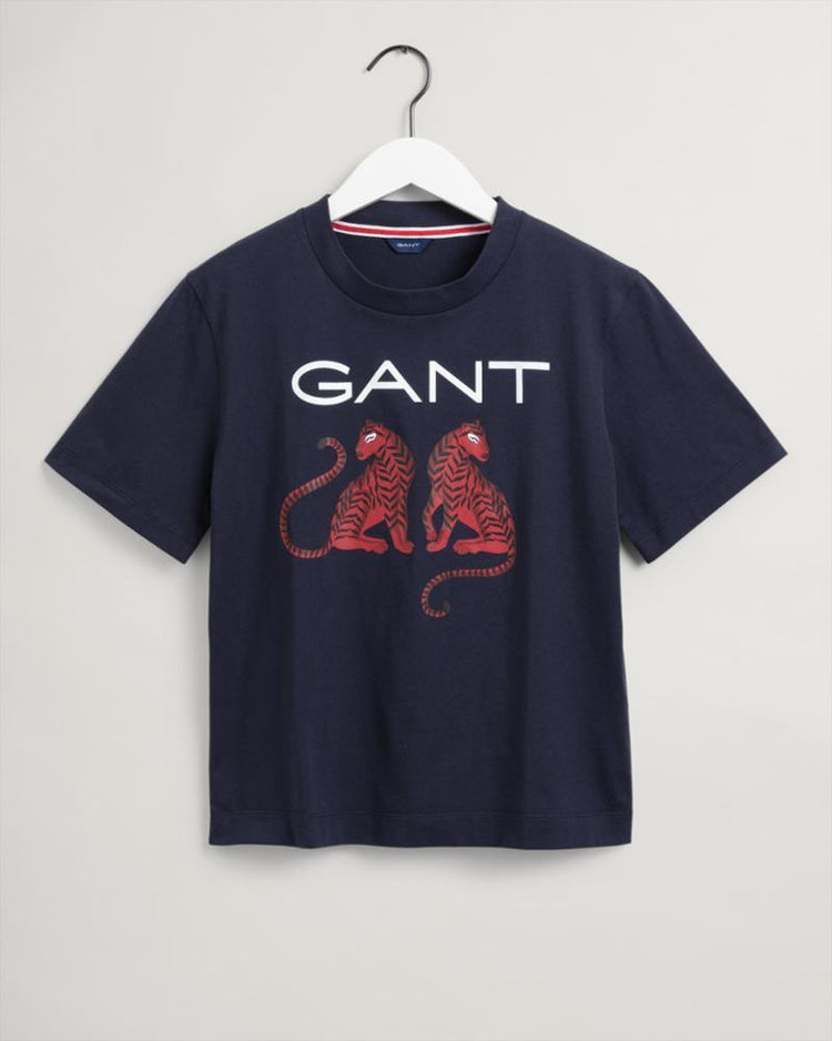 Gant Apparel Womens TIGRESS SS T-SHIRT 433/EVENING BLUE