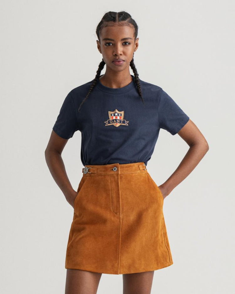 Gant Apparel Womens GANT BANNER SHIELD SS T-SHIRT 433/EVENING BLUE