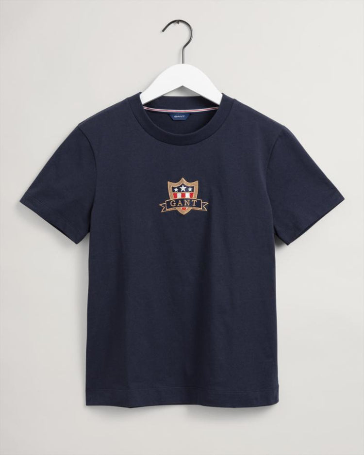 Gant Apparel Womens GANT BANNER SHIELD SS T-SHIRT 433/EVENING BLUE