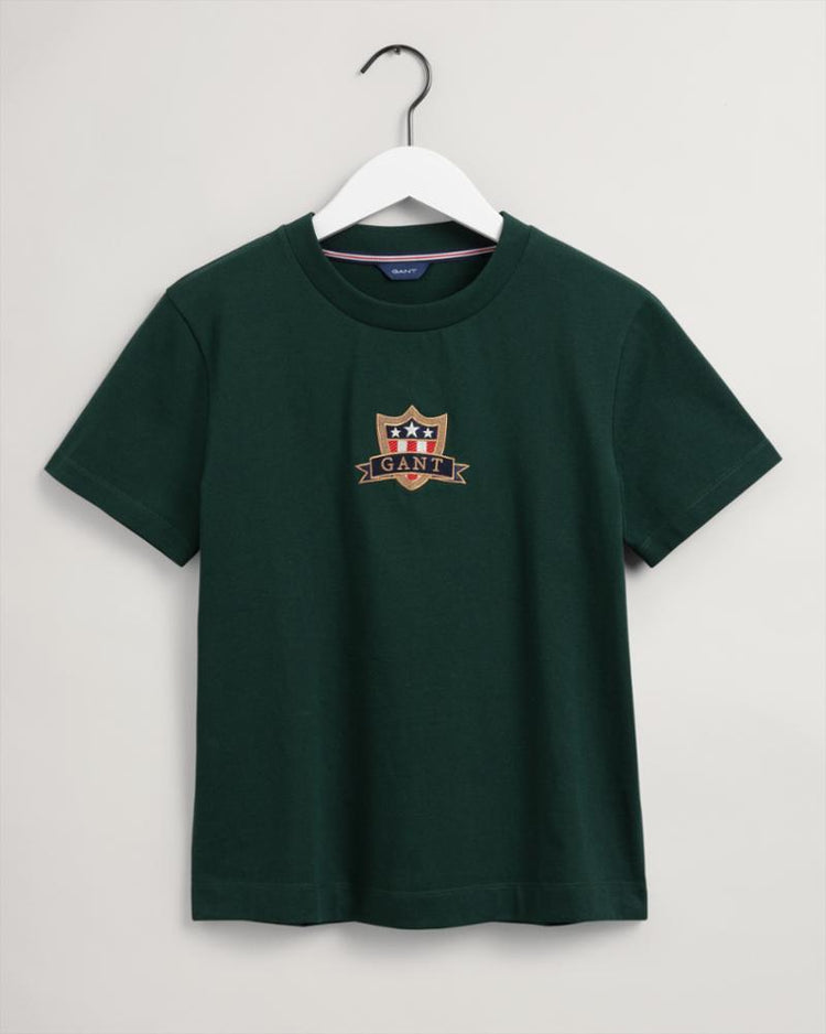 Gant Apparel Womens GANT BANNER SHIELD SS T-SHIRT 374/TARTAN GREEN