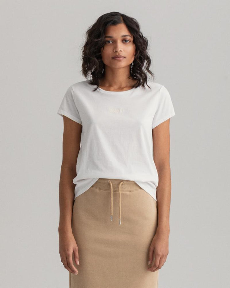 Gant Apparel Womens GANT LOGO SS T-SHIRT 110/WHITE
