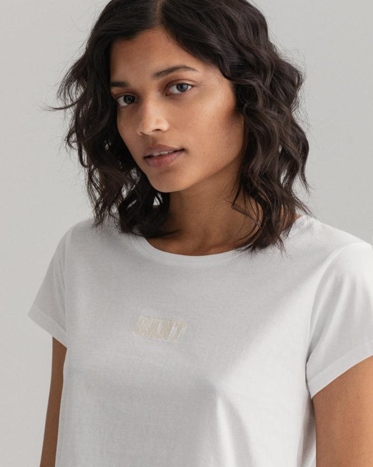 Gant Apparel Womens GANT LOGO SS T-SHIRT 110/WHITE