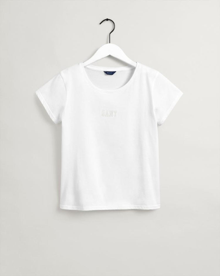 Gant Apparel Womens GANT LOGO SS T-SHIRT 110/WHITE