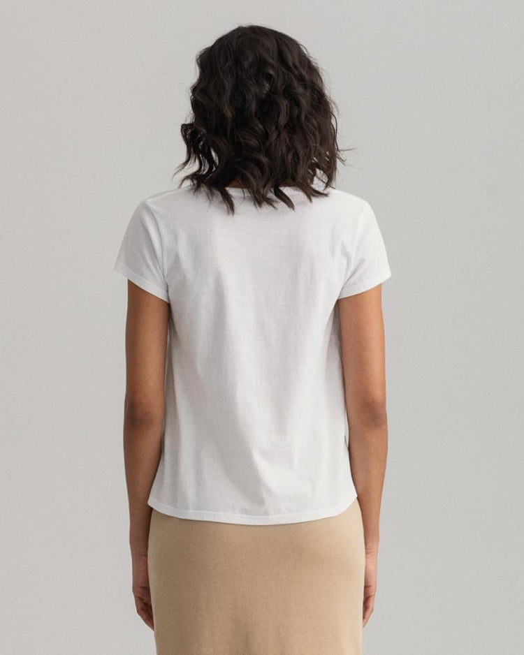 Gant Apparel Womens GANT LOGO SS T-SHIRT 110/WHITE