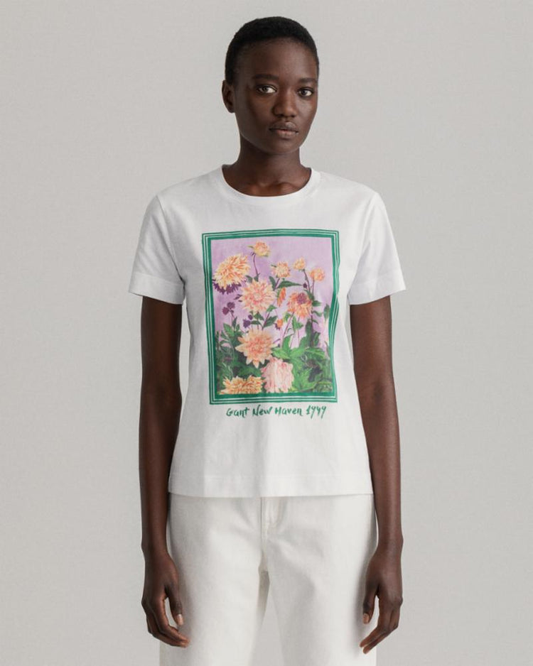 Gant Apparel Womens DAHLIA PRINT SS T-SHIRT 110/WHITE