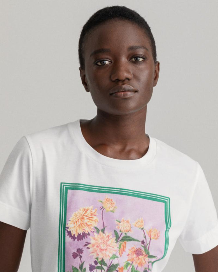 Gant Apparel Womens DAHLIA PRINT SS T-SHIRT 110/WHITE