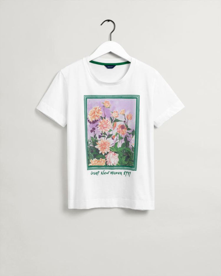 Gant Apparel Womens DAHLIA PRINT SS T-SHIRT 110/WHITE