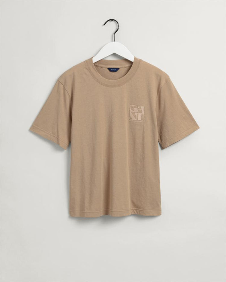 Gant Apparel Womens TONAL EMB QUADRAT T-SHIRT 256/HAZELWOOD BEIGE