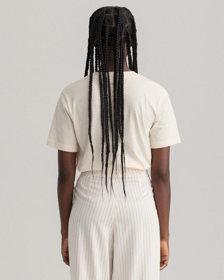 Gant Apparel Womens TONAL EMB QUADRAT T-SHIRT 116/BUTTERCREAM