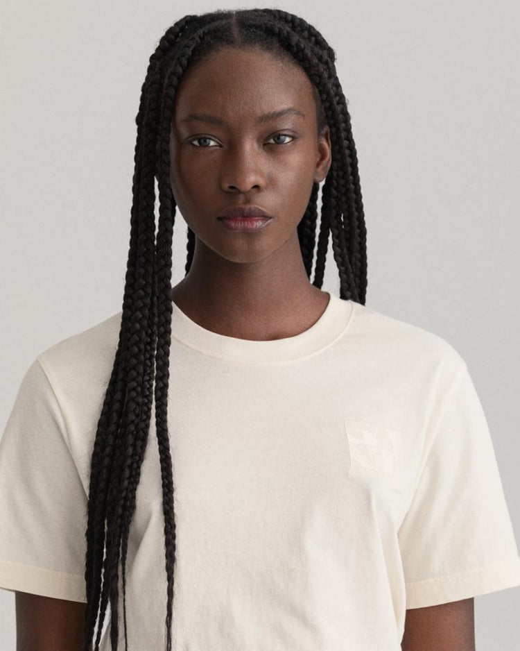 Gant Apparel Womens TONAL EMB QUADRAT T-SHIRT 116/BUTTERCREAM
