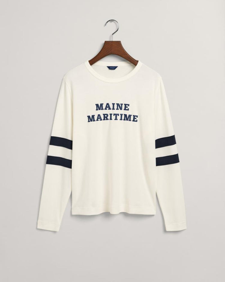 Gant Apparel Womens MARITIME LS T-SHIRT 113/EGGSHELL