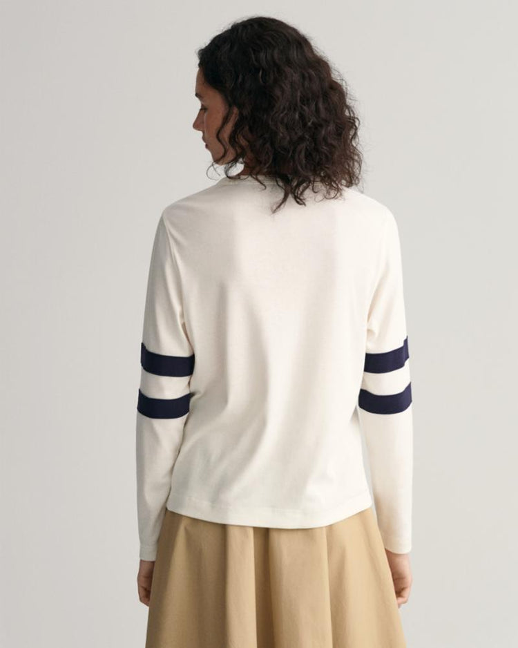 Gant Apparel Womens MARITIME LS T-SHIRT 113/EGGSHELL
