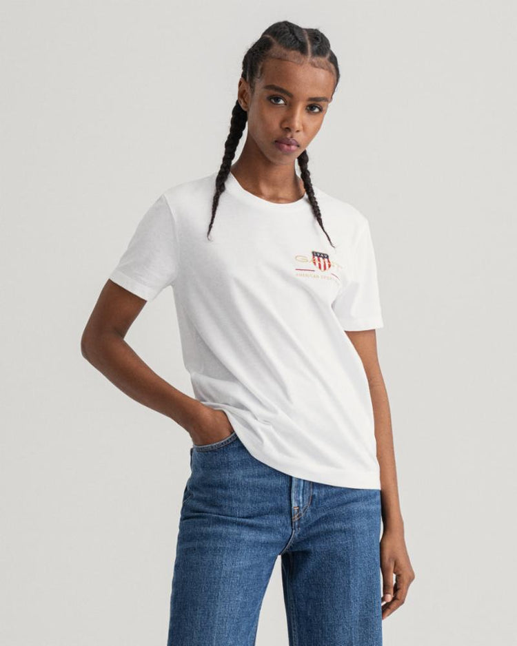 Gant Apparel Womens ARCHIVE SHIELD SS T-SHIRT 110/WHITE