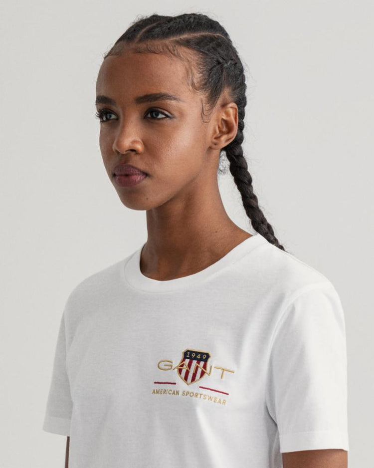 Gant Apparel Womens ARCHIVE SHIELD SS T-SHIRT 110/WHITE