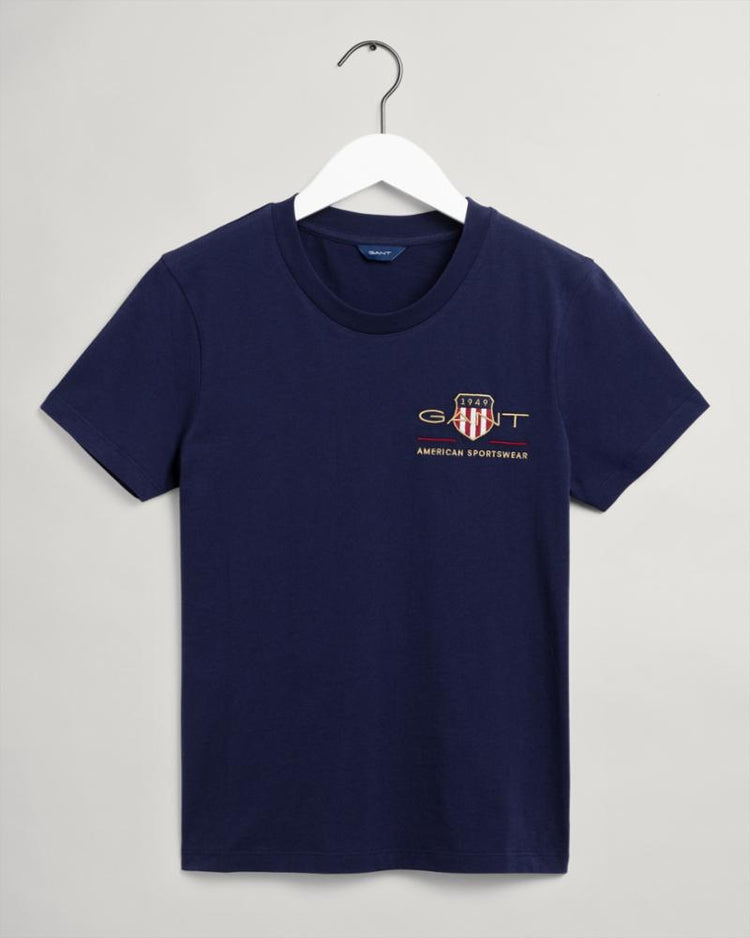 Gant Apparel Womens ARCHIVE SHIELD SS T-SHIRT 433/EVENING BLUE
