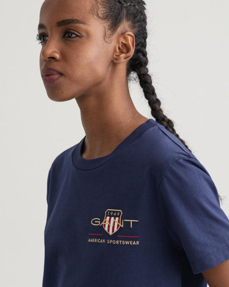 Gant Apparel Womens ARCHIVE SHIELD SS T-SHIRT 433/EVENING BLUE