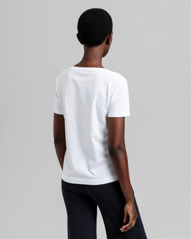 Gant Apparel Womens ORIGINAL V-NECK SS T-SHIRT 110/WHITE