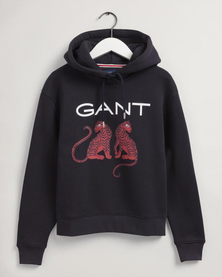 Gant Apparel Womens TIGRESS HOODIE SWEAT 433/EVENING BLUE