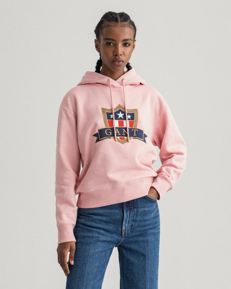 Gant Apparel Womens GANT BANNER SHIELD HOODIE 659/SUMMER ROSE