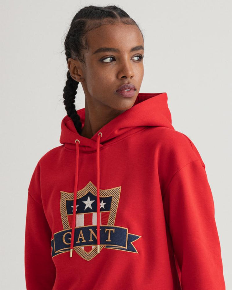 Gant Apparel Womens GANT BANNER SHIELD HOODIE 630/EQUESTRIAN RED