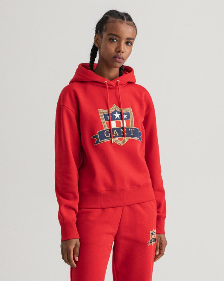 Gant Apparel Womens GANT BANNER SHIELD HOODIE 630/EQUESTRIAN RED