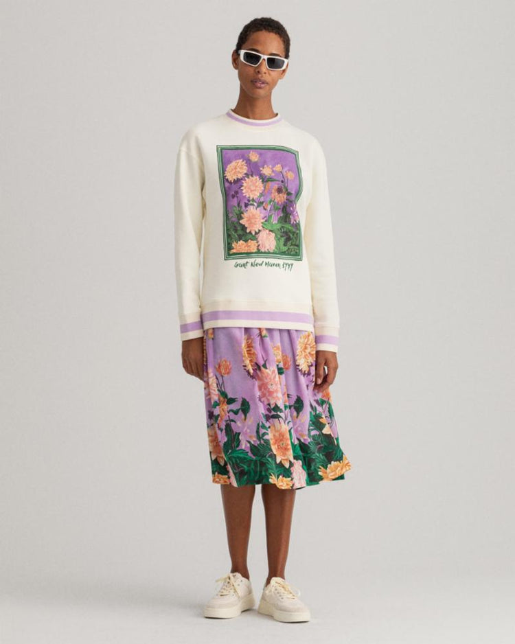 Gant Apparel Womens DAHILA PRINT C-NECK SWEAT 130/CREAM