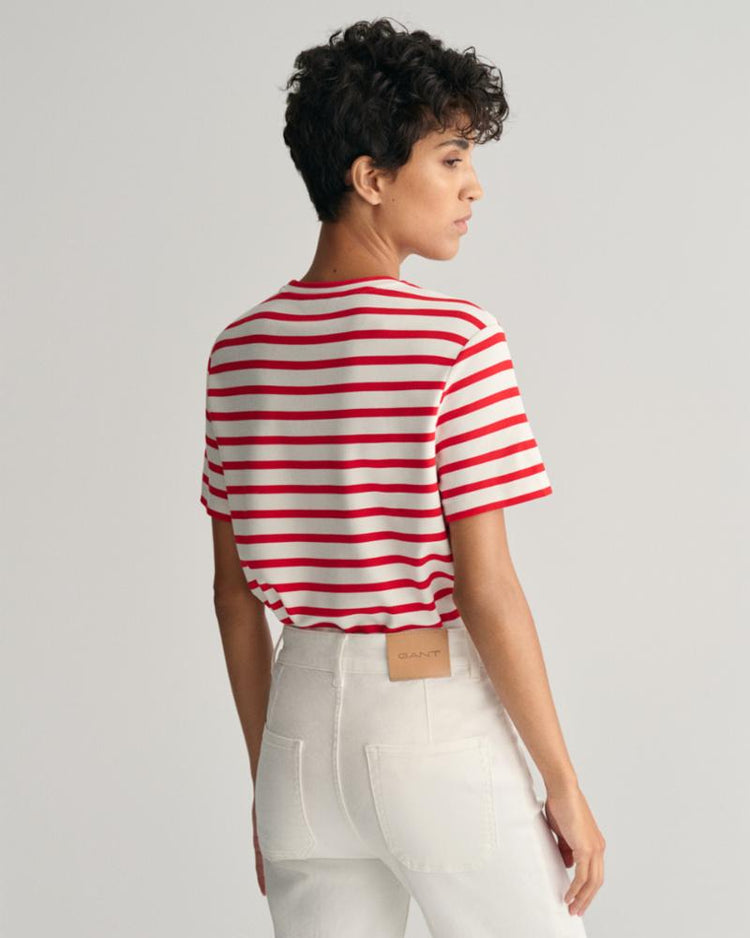 Gant Apparel Womens STRIPED SS T-SHIRT 620/BRIGHT RED