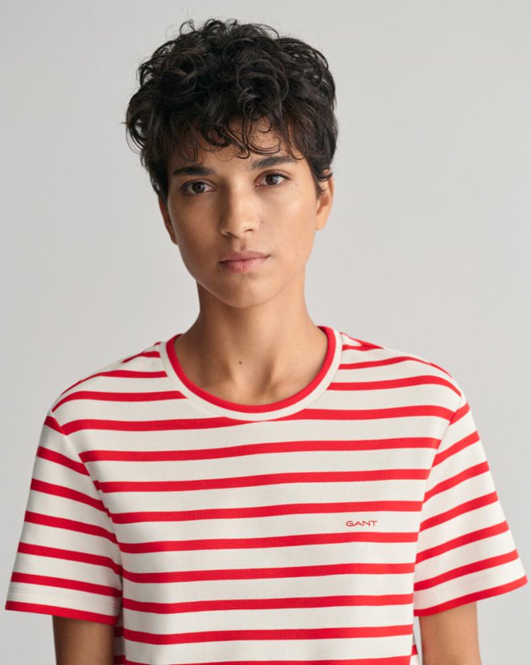 Gant Apparel Womens STRIPED SS T-SHIRT 620/BRIGHT RED
