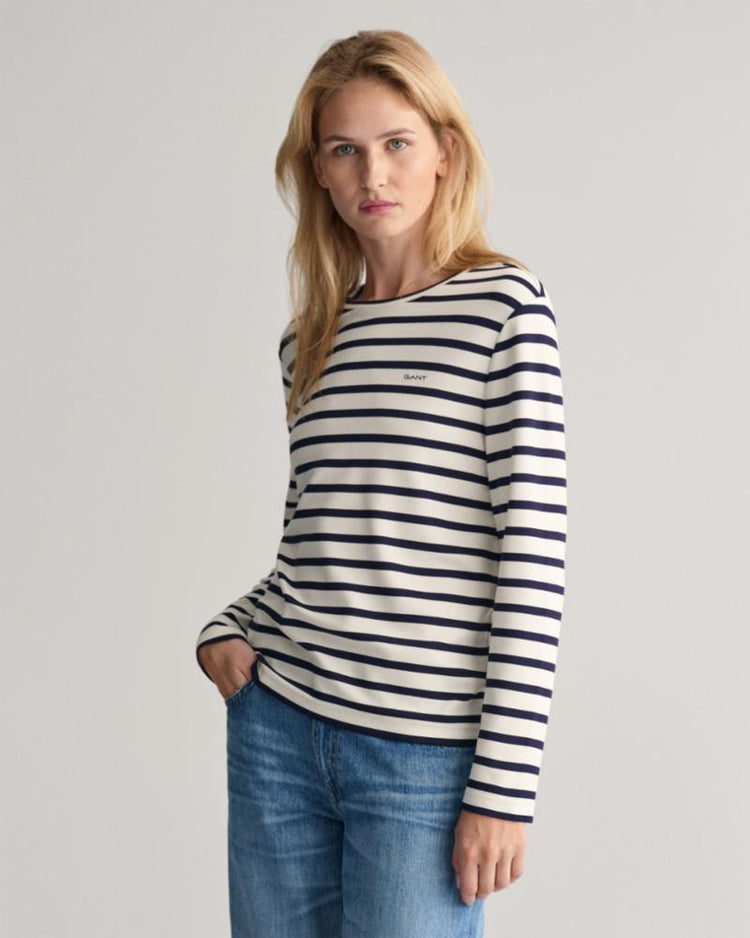 Gant Apparel Womens STRIPED LS T-SHIRT 409/CLASSIC BLUE