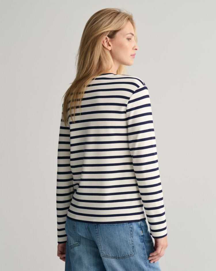 Gant Apparel Womens STRIPED LS T-SHIRT 409/CLASSIC BLUE