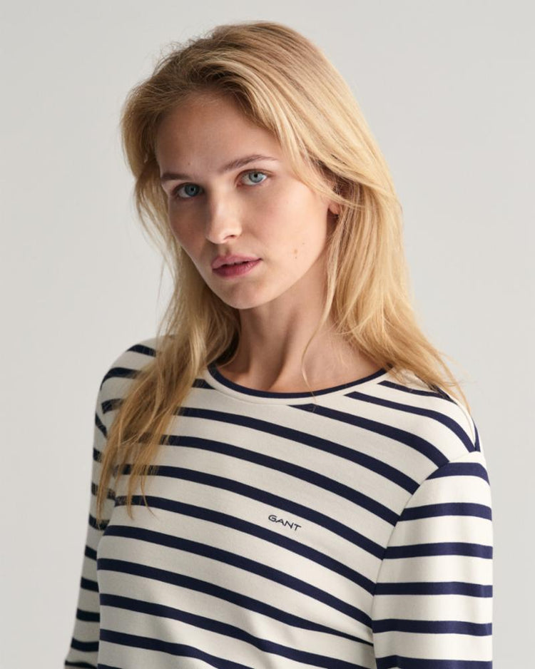 Gant Apparel Womens STRIPED LS T-SHIRT 409/CLASSIC BLUE