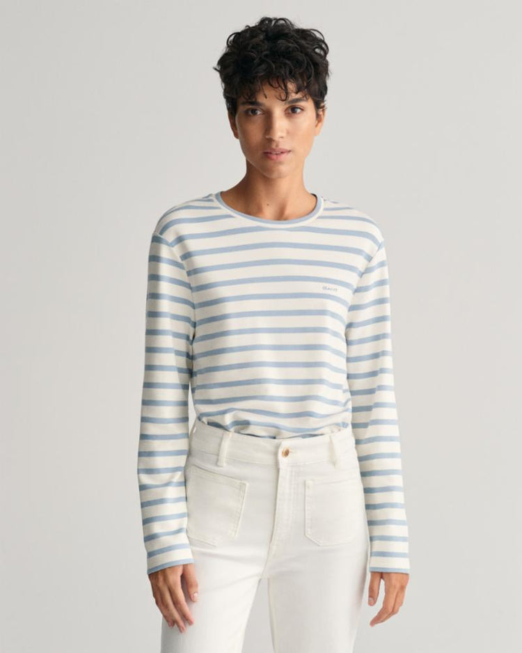Gant Apparel Womens STRIPED LS T-SHIRT 474/DOVE BLUE
