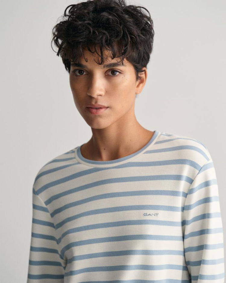 Gant Apparel Womens STRIPED LS T-SHIRT 474/DOVE BLUE