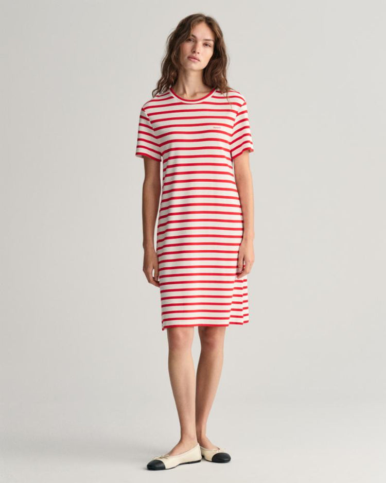 Gant Apparel Womens STRIPED SS T-SHIRT DRESS 620/BRIGHT RED