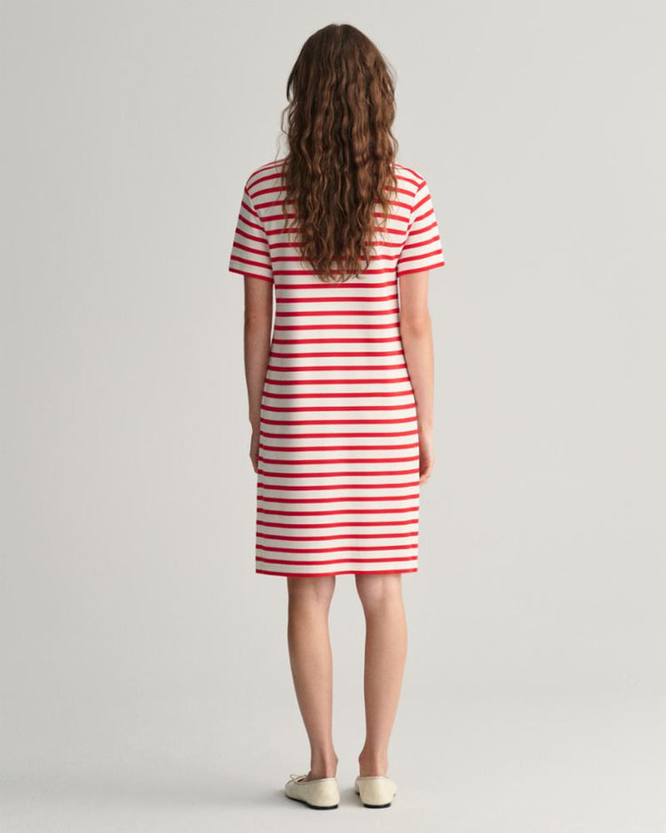 Gant Apparel Womens STRIPED SS T-SHIRT DRESS 620/BRIGHT RED