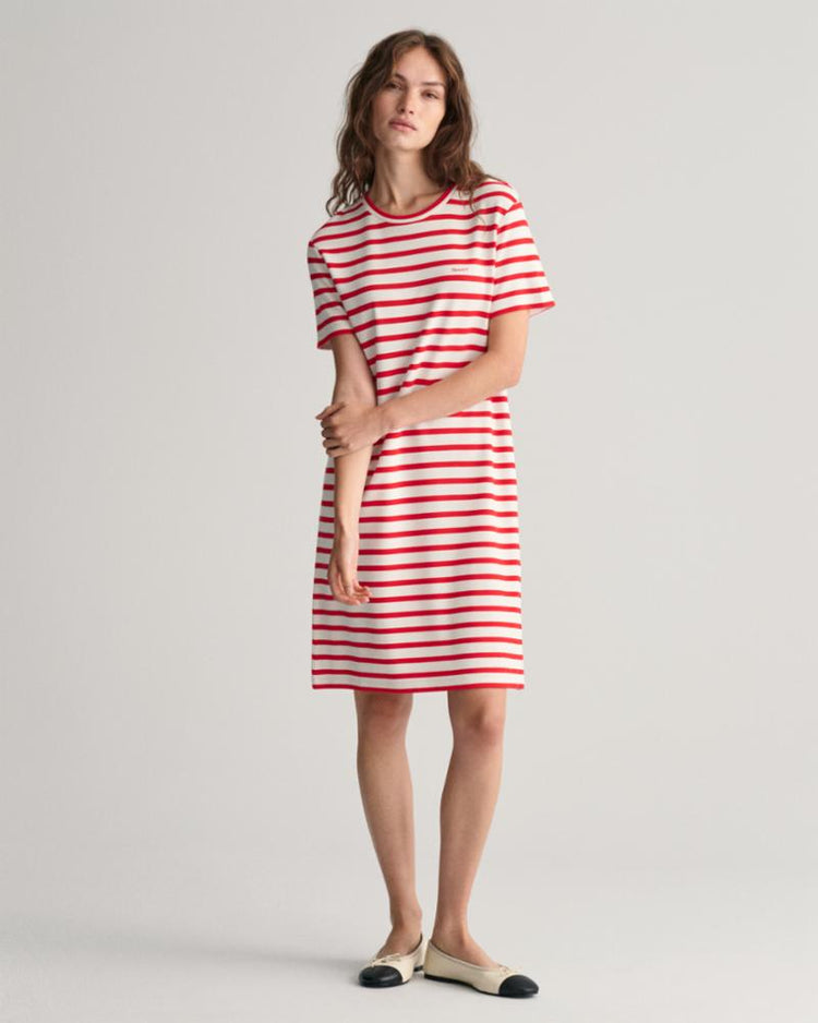 Gant Apparel Womens STRIPED SS T-SHIRT DRESS 620/BRIGHT RED