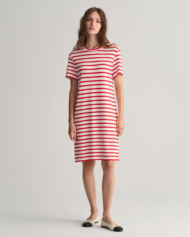 Gant Apparel Womens STRIPED SS T-SHIRT DRESS 620/BRIGHT RED