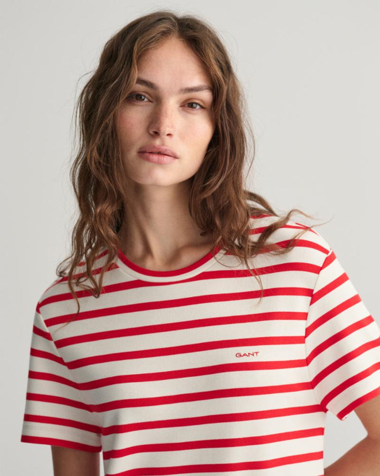 Gant Apparel Womens STRIPED SS T-SHIRT DRESS 620/BRIGHT RED