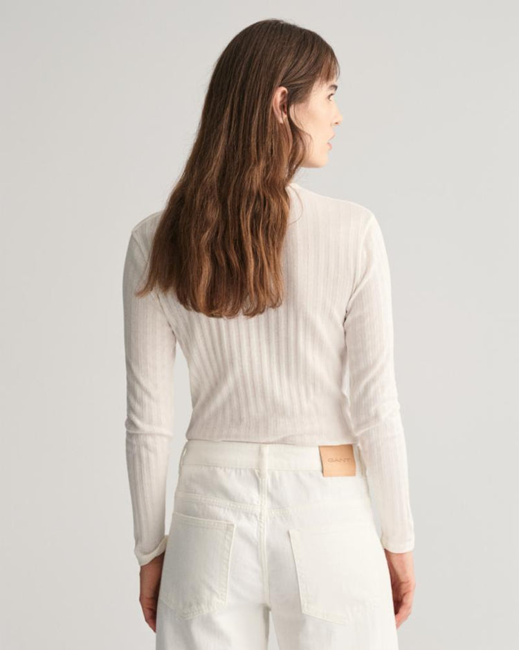 Gant Apparel Womens RIBBED LS HENLEY 113/EGGSHELL