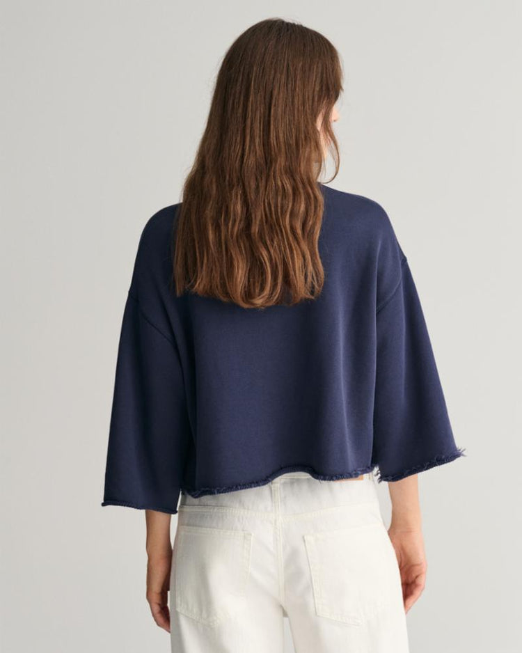 Gant Apparel Womens G-BADGE CROPPED SS C-NECK SWEAT 409/CLASSIC BLUE